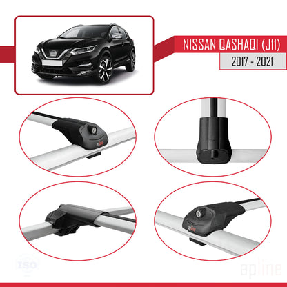 Compatible avec Nissan Qashqai 2 (J11) Post-Facelift 2017-2021 ACE-1 Barres de Toit Railing Porte-Bagages de Voiture Gris Aluminium 2 Barres