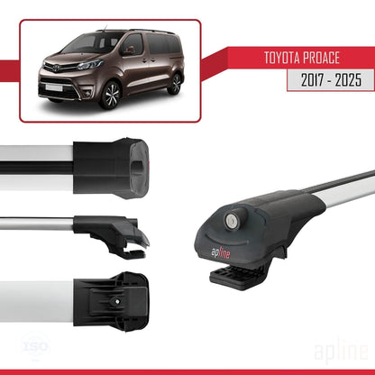Compatible avec Toyota Proace 2017-2025 ACE-1 Barres de Toit Railing Porte-Bagages de Voiture Gris Aluminium 3 Barres