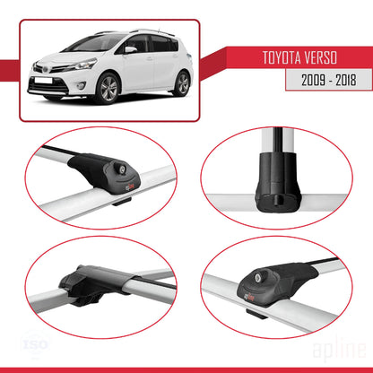 Compatible avec Toyota Verso (AR20) 2009-2018 ACE-1 Barres de Toit Railing Porte-Bagages de Voiture Gris Aluminium 2 Barres