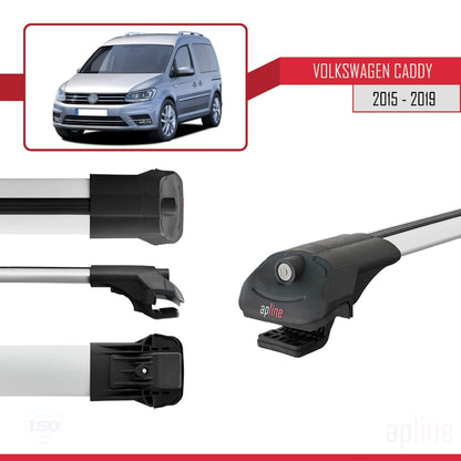 Compatible avec Volkswagen Caddy 3 (SA) 2015-2019 ACE-1 Barres de Toit Railing Porte-Bagages de Voiture Gris Aluminium 4 Barres