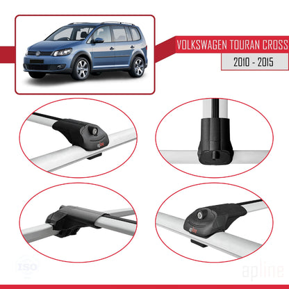 Compatible avec Volkswagen Touran (1T) Post-Facelift 2010-2015 ACE-1 Barres de Toit Railing Porte-Bagages de Voiture Gris Aluminium 3 Barres