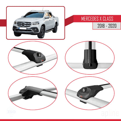 Compatible avec Mercedes Classe X (470) 2018-2020 ACE-1 Barres de Toit Railing Porte-Bagages de Voiture Gris Aluminium 3 Barres