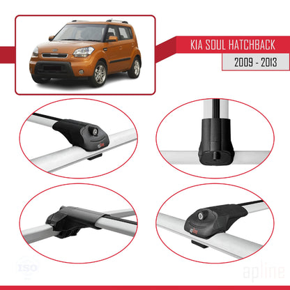 Compatible avec Kia Soul (AM) HB 2009-2013 ACE-1 Barres de Toit Railing Porte-Bagages de Voiture Gris Aluminium 2 Barres