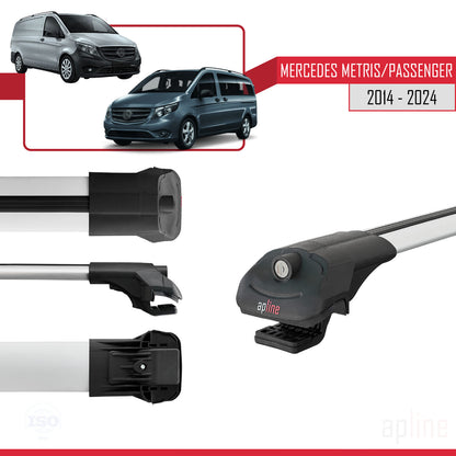 ACE-1 Dakdrager bagagedrager compatibel met Mercedes Metris (W447) 2014-2025 Spoorstaven Grijs Aluminium 4 Staven