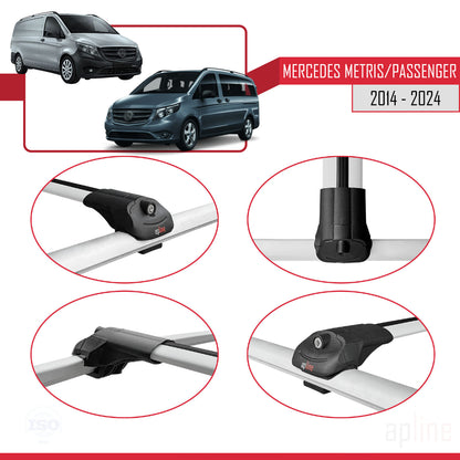 ACE-1 Dakdrager bagagedrager compatibel met Mercedes Metris (W447) 2014-2025 Spoorstaven Grijs Aluminium 4 Staven