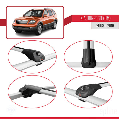 ACE-1 Dakdrager bagagedrager compatibel met Kia Borrego (HM) 2008-2019 Spoorstaven Grijs Aluminium 2 Staven