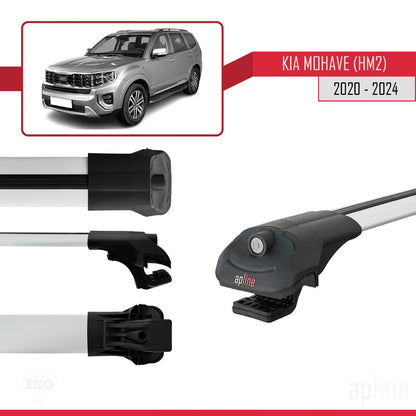 Compatible avec Kia Mohave 2 (HM2) 2020-2024 ACE-1 Barres de Toit Railing Porte-Bagages de Voiture Gris Aluminium 3 Barres