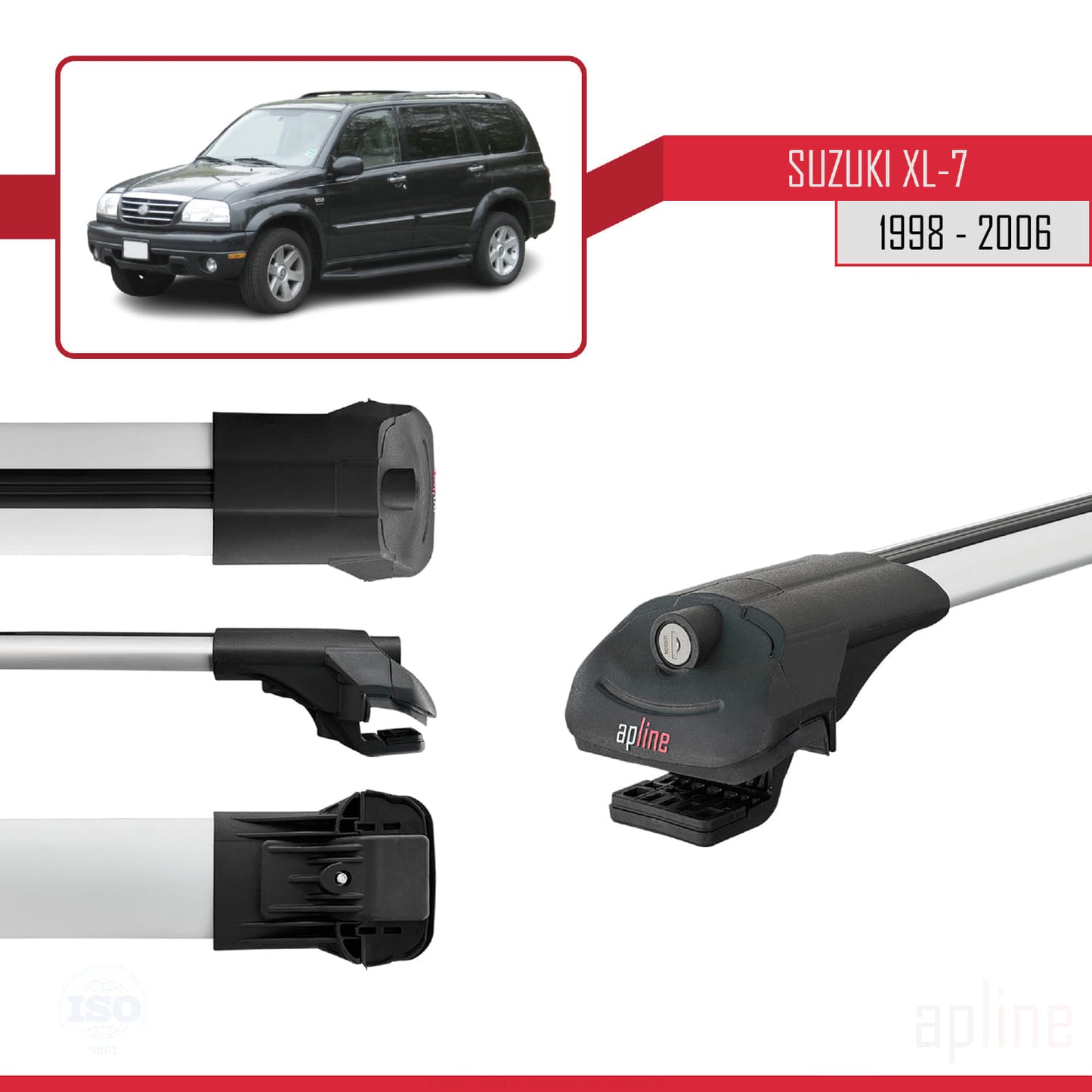 Compatible avec Suzuki XL-7 1998-2006 ACE-1 Barres de Toit Railing Porte-Bagages de Voiture Gris Aluminium 2 Barres