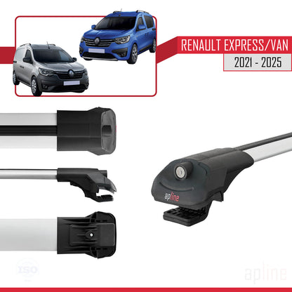 Compatible avec Renault Express 2021-2025 ACE-1 Barres de Toit Railing Porte-Bagages de Voiture Gris Aluminium 4 Barres