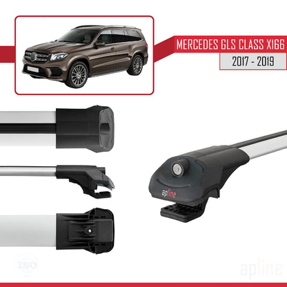 Compatible with Mercedes GLS Class X166 2017-2019 ACE-1 Car Roof Rack Cross Bar Grey Aluminium 2 Bars
