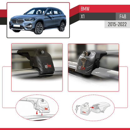ACE-2 Dakdrager bagagedrager compatibel met BMW X1 (F48) 2016-2022 Spoorstaven Grijs Aluminium 2 Staven
