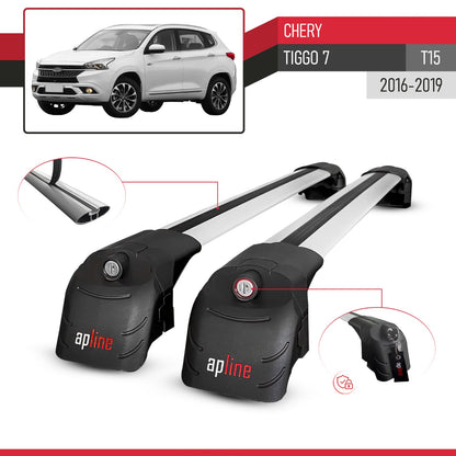 ACE-2 Dakdrager bagagedrager compatibel met Chery Tiggo 7 (T15) 2016-2019 Spoorstaven Grijs Aluminium 2 Staven