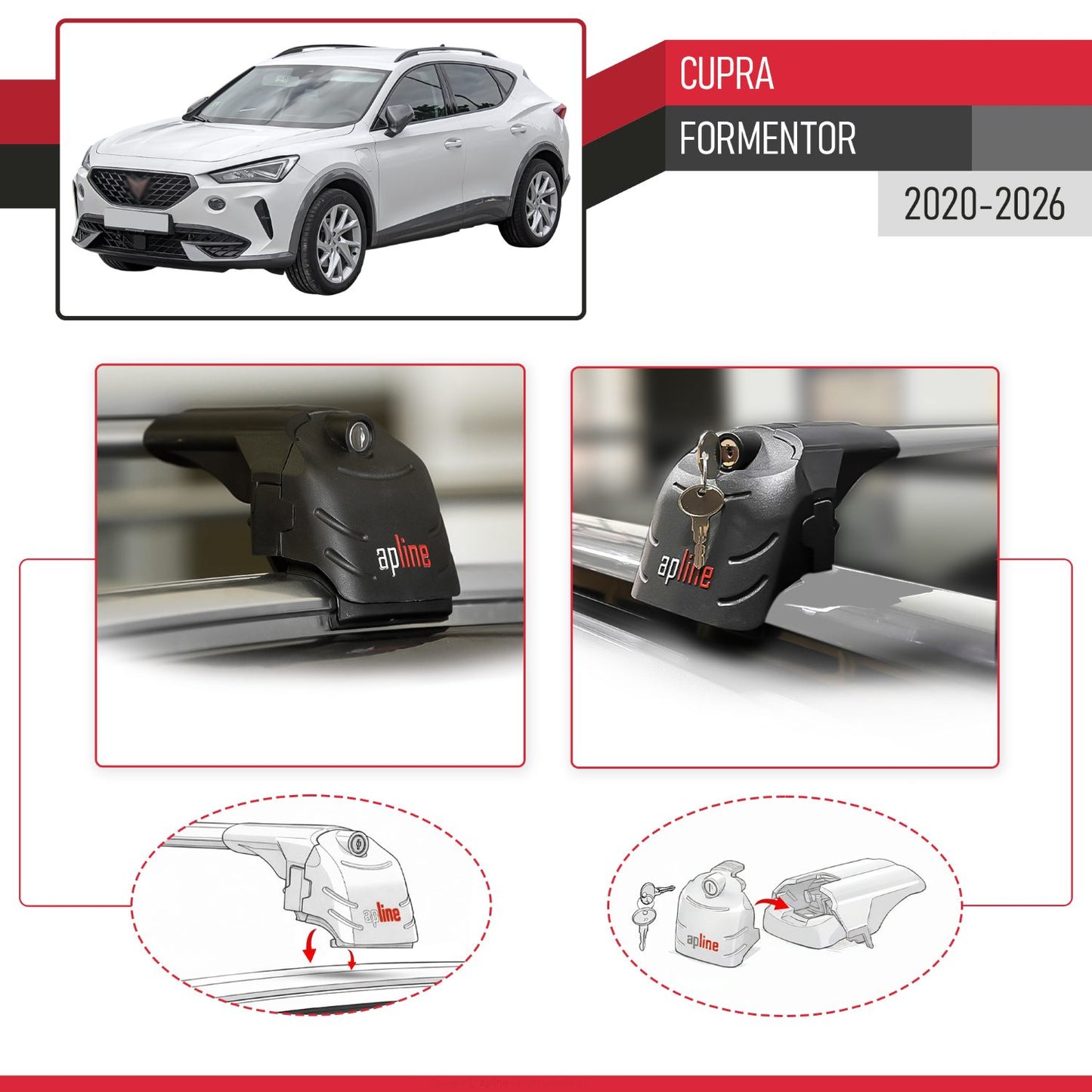 ACE-2 Dakdrager bagagedrager compatibel met Cupra Formentor 2020-2025 Spoorstaven Grijs Aluminium 2 Staven