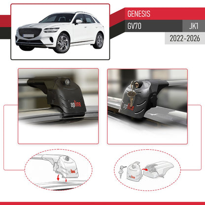ACE-2 Dakdrager bagagedrager compatibel met Genesis GV70 (JK1) 2022-2025 Spoorstaven Grijs Aluminium 2 Staven