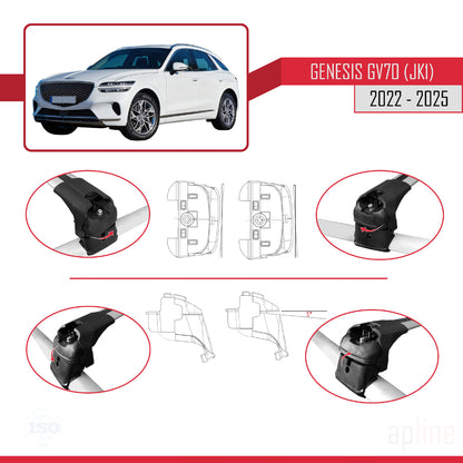 ACE-2 Dakdrager bagagedrager compatibel met Genesis GV70 (JK1) 2022-2025 Spoorstaven Grijs Aluminium 2 Staven