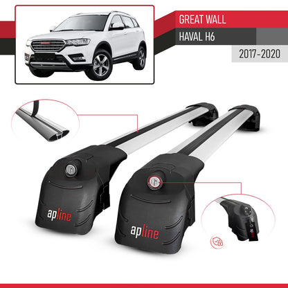 ACE-2 Dakdrager bagagedrager compatibel met Great Wall Haval H6 Pre-Facelift 2017-2020 Spoorstaven Grijs Aluminium 2 Staven