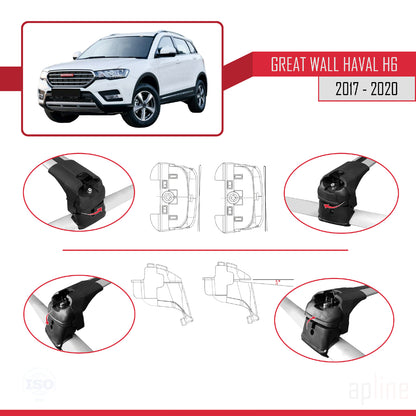 ACE-2 Dakdrager bagagedrager compatibel met Great Wall Haval H6 Pre-Facelift 2017-2020 Spoorstaven Grijs Aluminium 2 Staven