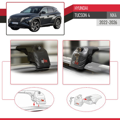 ACE-2 Dakdrager bagagedrager compatibel met Hyundai Tucson 4 (NX4) 2022-2025 Spoorstaven Grijs Aluminium 2 Staven