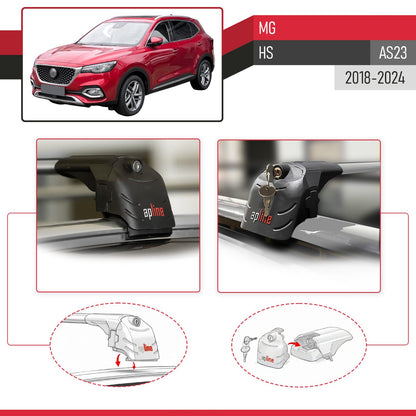 ACE-2 Dakdrager bagagedrager compatibel met MG HS (AS23) 2018-2024 Spoorstaven Grijs Aluminium 2 Staven