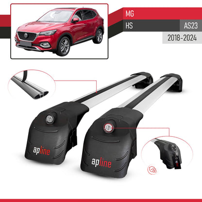 ACE-2 Dakdrager bagagedrager compatibel met MG HS (AS23) 2018-2024 Spoorstaven Grijs Aluminium 2 Staven