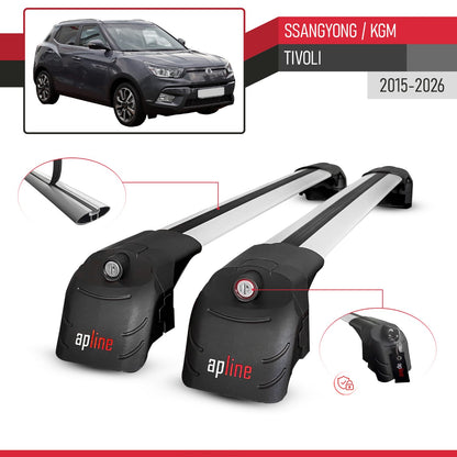 Compatible with Ssangyong Tivoli 2015-2025 ACE-2 Car Roof Rack Cross Bar Grey Aluminium 2 Bars