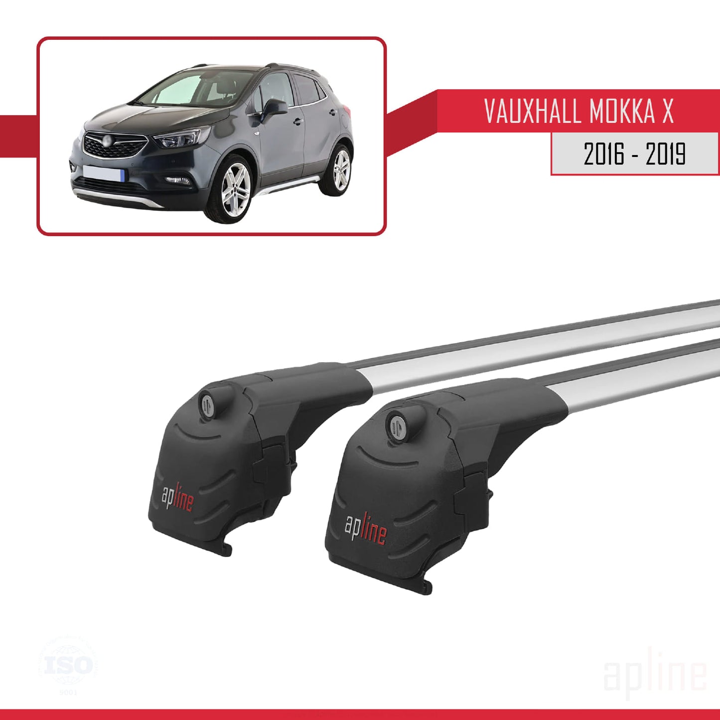 Compatible with Vauxhall Mokka X (J13) 2016-2019 ACE-2 Car Roof Rack Cross Bar Grey Aluminium 2 Bars