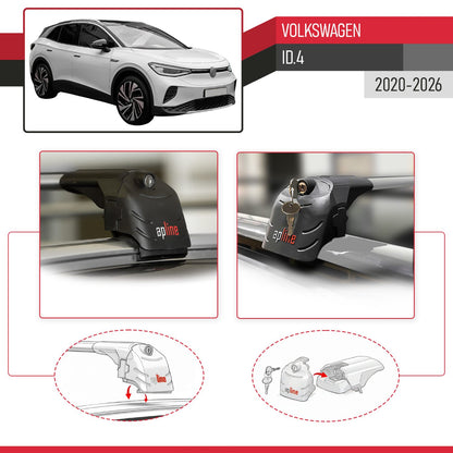 ACE-2 Dakdrager bagagedrager compatibel met Volkswagen ID.4 2020-2025 Spoorstaven Grijs Aluminium 2 Staven
