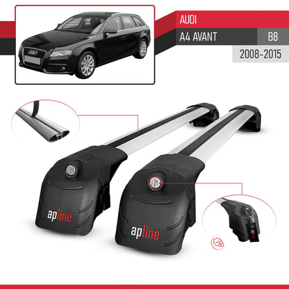 ACE-2 Dakdrager bagagedrager compatibel met A4 (B8) Avant 2008-2015 Spoorstaven Grijs Aluminium 2 Staven