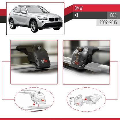 ACE-2 Dakdrager bagagedrager compatibel met BMW X1 (E84) 2010-2015 Spoorstaven Grijs Aluminium 2 Staven