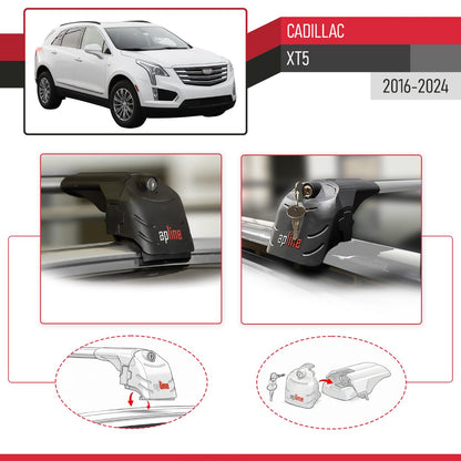 ACE-2 Dakdrager bagagedrager compatibel met Cadillac XT5 2017-2024 Spoorstaven Grijs Aluminium 2 Staven