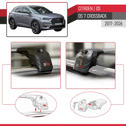ACE-2 Dakdrager bagagedrager compatibel met Citroen/DS 7 Crossback 2018-2025 Spoorstaven Grijs Aluminium 2 Staven