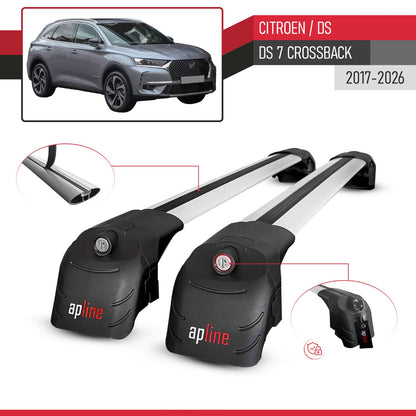 ACE-2 Dakdrager bagagedrager compatibel met Citroen/DS 7 Crossback 2018-2025 Spoorstaven Grijs Aluminium 2 Staven