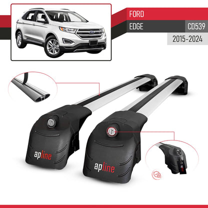 Compatible with Ford Edge (CD539) 2016-2021 ACE-2 Car Roof Rack Cross Bar Grey Aluminium 2 Bars