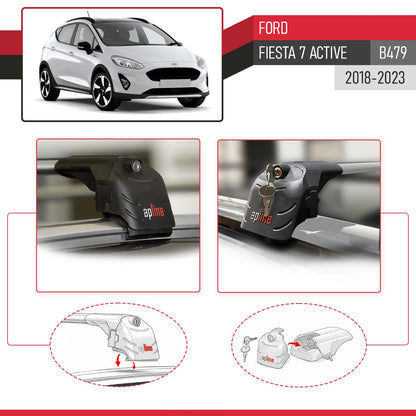 ACE-2 Dakdrager bagagedrager compatibel met Ford Fiesta 7 Active 2018-2023 Spoorstaven Grijs Aluminium 2 Staven