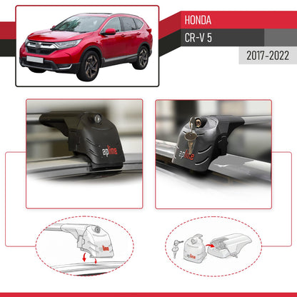 ACE-2 Dakdrager bagagedrager compatibel met Honda CR-V 5 2017-2022 Spoorstaven Grijs Aluminium 2 Staven