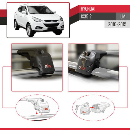 ACE-2 Dakdrager bagagedrager compatibel met Hyundai ix35 2 (LM) 2010-2015 Spoorstaven Grijs Aluminium 2 Staven