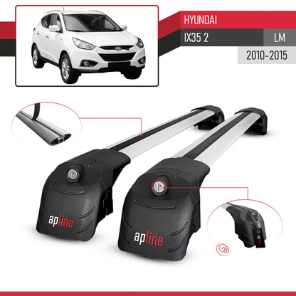 ACE-2 Dakdrager bagagedrager compatibel met Hyundai ix35 2 (LM) 2010-2015 Spoorstaven Grijs Aluminium 2 Staven