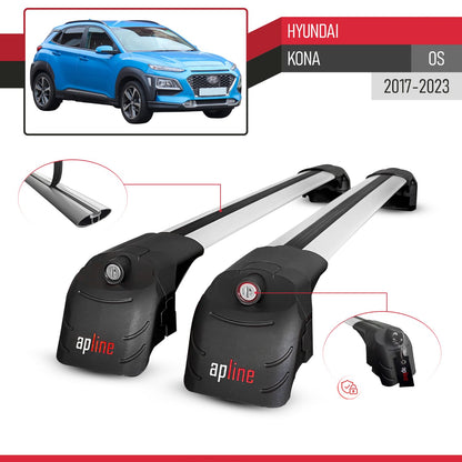 ACE-2 Dakdrager bagagedrager compatibel met Hyundai Kona (OS) 2017-2022 Spoorstaven Grijs Aluminium 2 Staven
