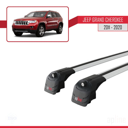 ACE-2 Dakdrager bagagedrager compatibel met Jeep Grand Cherokee 4 (WK2) 2011-2020 Spoorstaven Grijs Aluminium 2 Staven
