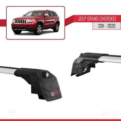 ACE-2 Dakdrager bagagedrager compatibel met Jeep Grand Cherokee 4 (WK2) 2011-2020 Spoorstaven Grijs Aluminium 2 Staven