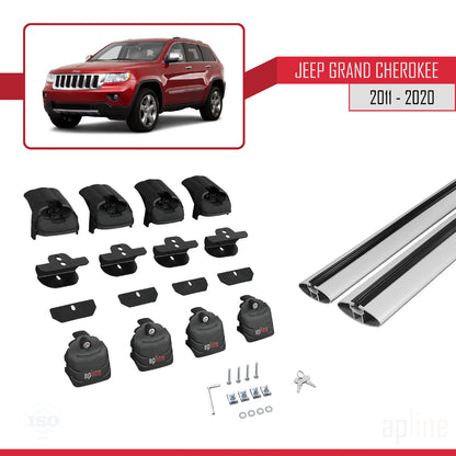 ACE-2 Dakdrager bagagedrager compatibel met Jeep Grand Cherokee 4 (WK2) 2011-2020 Spoorstaven Grijs Aluminium 2 Staven
