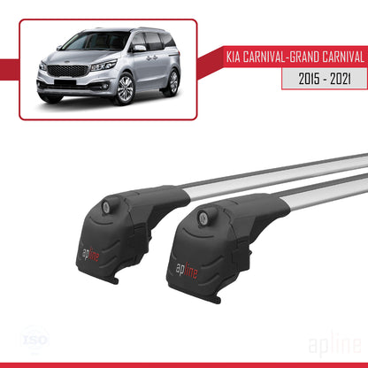 ACE-2 Dakdrager bagagedrager compatibel met Kia Carnival 3 (YP) 2015-2021 Spoorstaven Grijs Aluminium 2 Staven