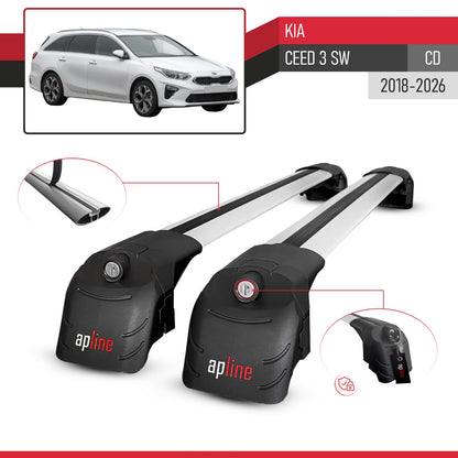 Compatible with Kia Ceed 3 (CD) SW 2019-2025 ACE-2 Car Roof Rack Cross Bar Grey Aluminium 2 Bars