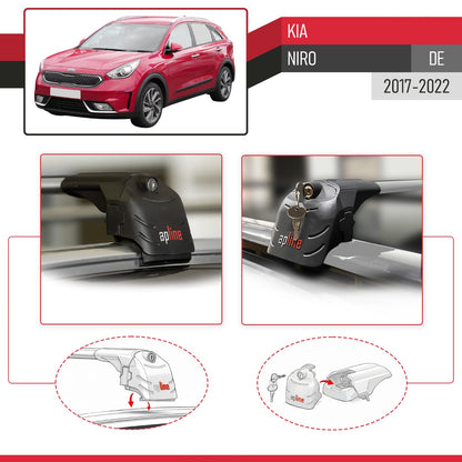 ACE-2 Dakdrager bagagedrager compatibel met Kia Niro (DE) 2017-2022 Spoorstaven Grijs Aluminium 2 Staven