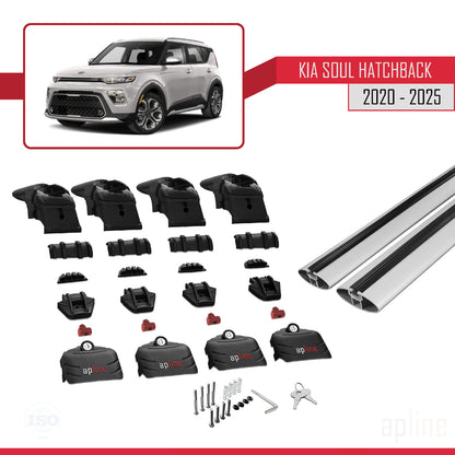 Compatible avec Kia Soul 3 (SK3) 2020-2025 ACE-2 Barres de Toit Railing Porte-Bagages de Voiture Gris Aluminium 2 Barres