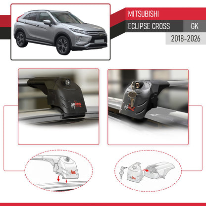 ACE-2 Dakdrager bagagedrager compatibel met Mitsubishi Eclipse Cross (GK) 2018-2025 Spoorstaven Grijs Aluminium 2 Staven