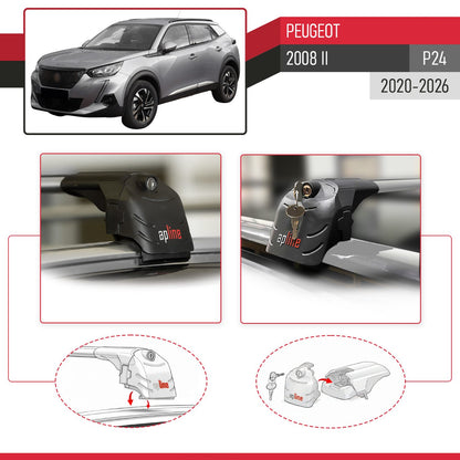 ACE-2 Dakdrager bagagedrager compatibel met Peugeot 2008 II (P24) 2020-2025 Spoorstaven Grijs Aluminium 2 Staven