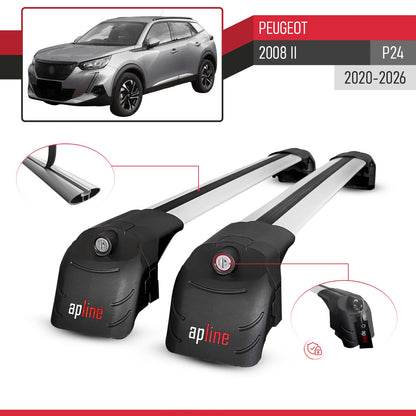 ACE-2 Dakdrager bagagedrager compatibel met Peugeot 2008 II (P24) 2020-2025 Spoorstaven Grijs Aluminium 2 Staven