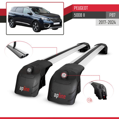 ACE-2 Dakdrager bagagedrager compatibel met Peugeot 5008 II (P87) 2017-2024 Spoorstaven Grijs Aluminium 2 Staven