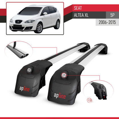 ACE-2 Dakdrager bagagedrager compatibel met Seat Altea XL 2006-2015 Spoorstaven Grijs Aluminium 2 Staven